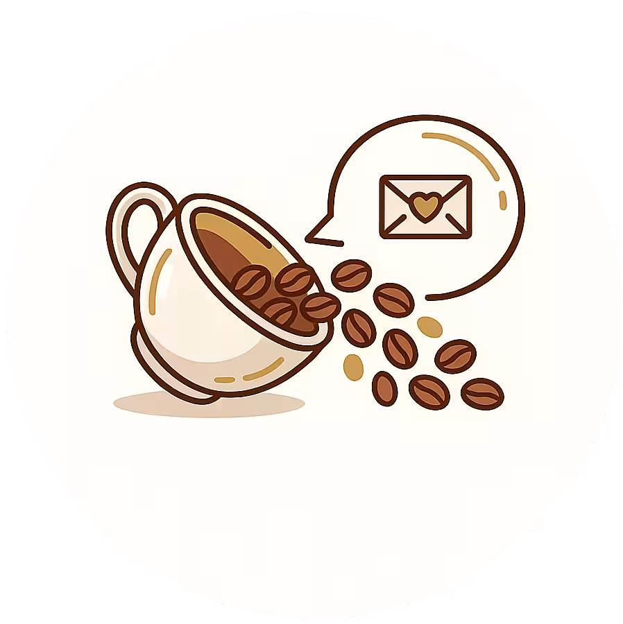 Coffee cup illustration for Spill the Beans newsletter signup